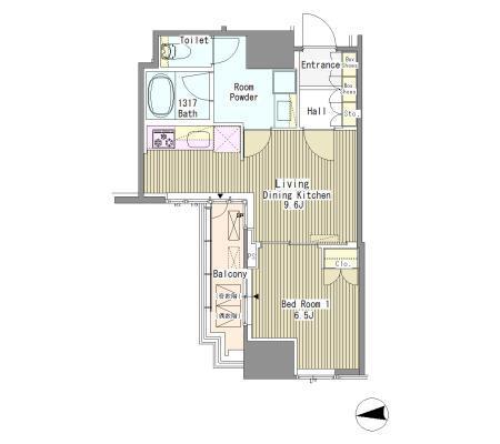 WHITE TOWER HAMAMATSUCHO ホワイトタワー浜松町(1LDK/8階)の間取り写真