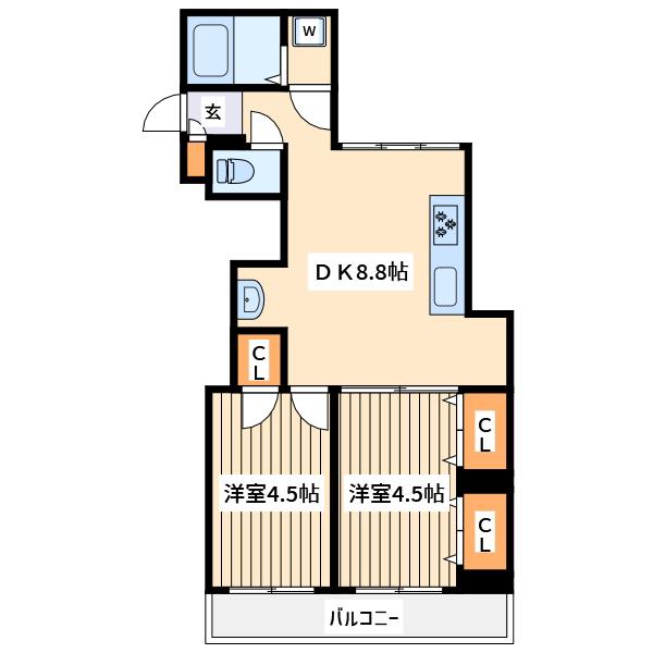 パークサイド町田忠生(2DK/3階)の間取り写真