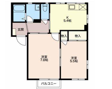 TOWNY城山(2DK/2階)の間取り写真