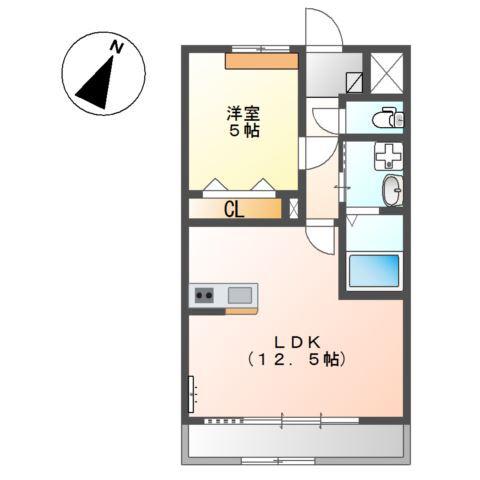 デュアル ベルライン(1LDK/2階)の間取り写真