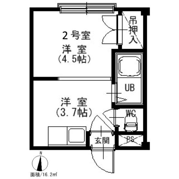 ロイヤルパーク8・12(1DK/3階)の間取り写真