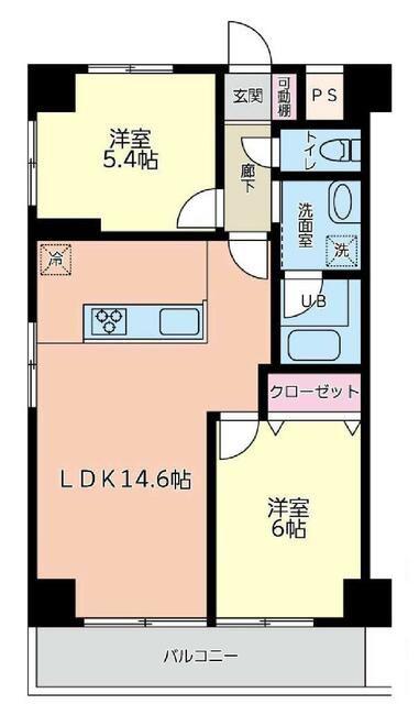 バイムフルス白金I(2LDK/8階)の間取り写真