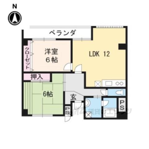 前川田ビル(2LDK/5階)の間取り写真