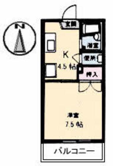 フレグランス西霞 C棟(1K/1階)の間取り写真