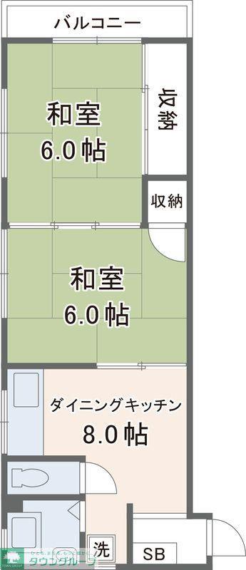 ハルプライム(2LDK/2階)の間取り写真
