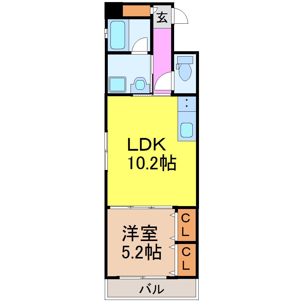 ドミール御器所(1LDK/3階)の間取り写真