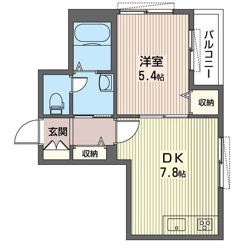 サウスハイム(1DK/1階)の間取り写真