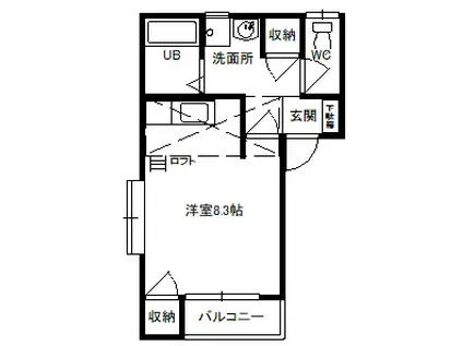 ハイツ歩絵夢の森(ワンルーム/2階)の間取り写真