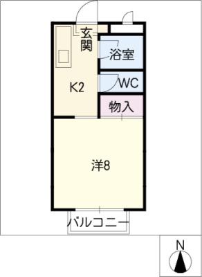 ラフォーレ駒方A(ワンルーム/2階)の間取り写真