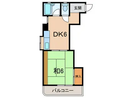 プチパレス(1DK/2階)の間取り写真