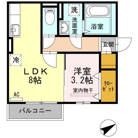 リッチローズ(1LDK/2階)の間取り写真