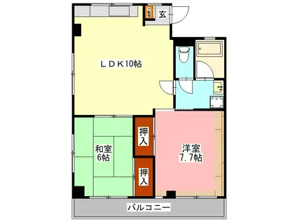 オペラハウス(2LDK/2階)の間取り写真