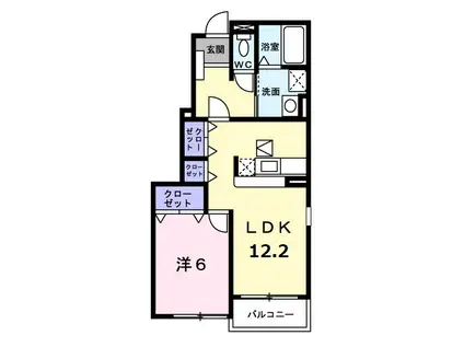 ヴェルデ・ルーチェA棟(1LDK/1階)の間取り写真