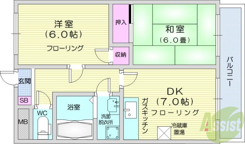 ラルジュ協栄(2DK/2階)の間取り写真