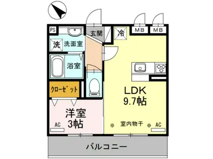 フェリーチェ上福岡(1LDK/2階)の間取り写真