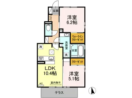 YOKOI HOUSEVIII(2LDK/1階)の間取り写真