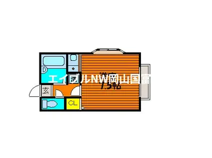 奥山コーポ(1K/2階)の間取り写真