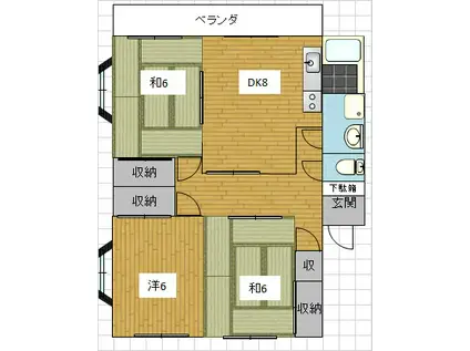 アグリーン勝又(3DK/3階)の間取り写真