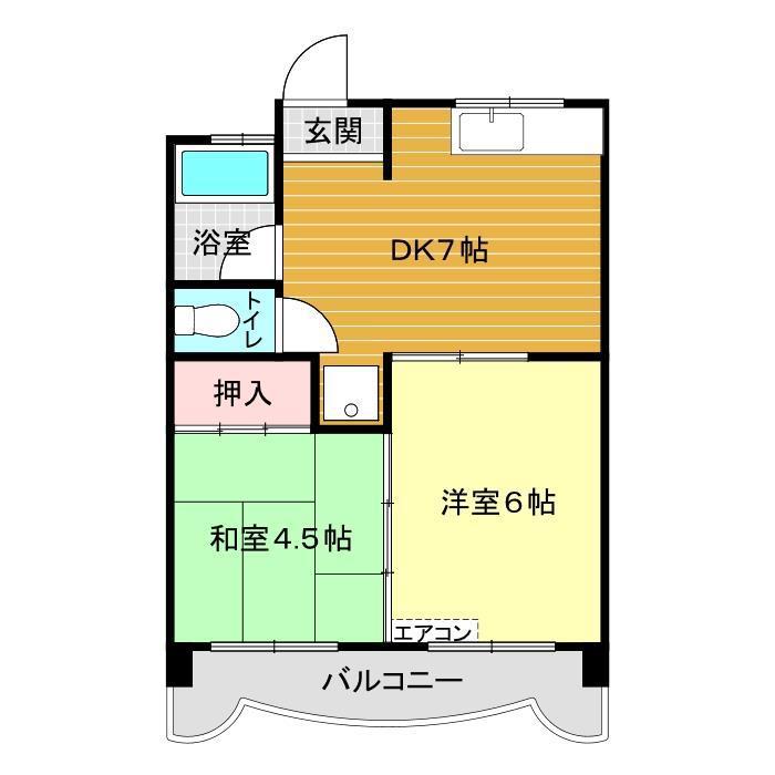 フェリス火の山公園(2DK/4階)の間取り写真