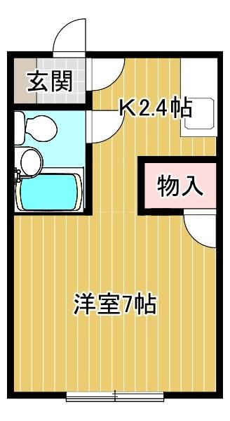 ハイツウエダ B棟(ワンルーム/2階)の間取り写真