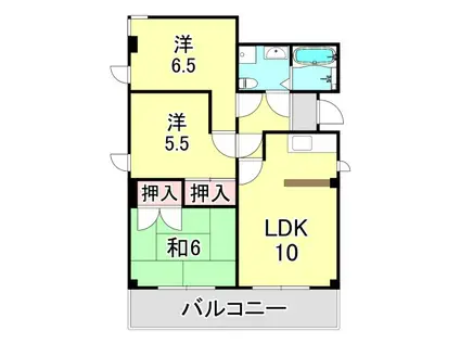 北広田ヒルサイドテラス 南棟(3LDK/3階)の間取り写真