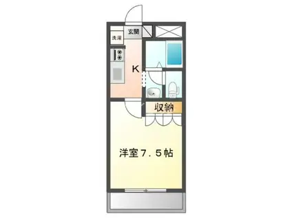 ラヴィアンローズ(1K/1階)の間取り写真