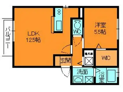 ヴィラージュ(1LDK/2階)の間取り写真