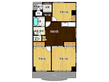 シトロン壱番館(3DK/3階)の間取り写真