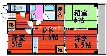 ビラペディメント(3DK/3階)の間取り写真