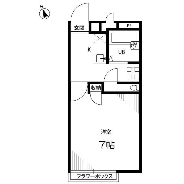 アムール鶴川(1K/2階)の間取り写真