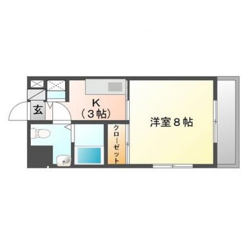 グラビスコート西原(1K/4階)の間取り写真