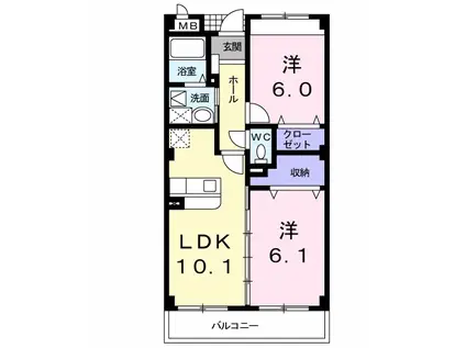 グラン・アビタシオン(2LDK/3階)の間取り写真