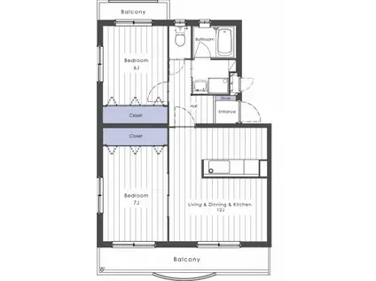 レジェン志邑(2LDK/2階)の間取り写真
