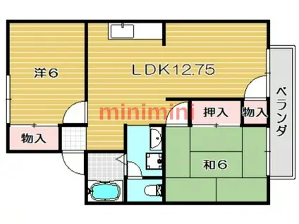 メゾンアサヒI(2LDK/1階)の間取り写真