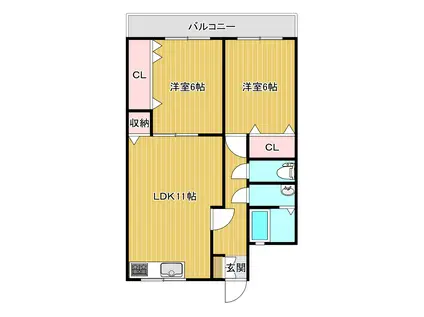 ALF-E(2LDK/4階)の間取り写真