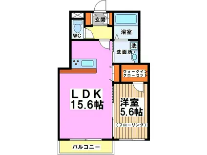 グランヴェール(1LDK/2階)の間取り写真