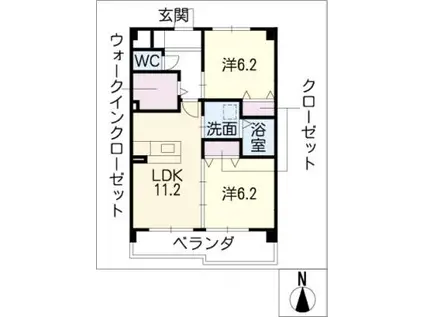 ディルーポ橋本(2LDK/1階)の間取り写真