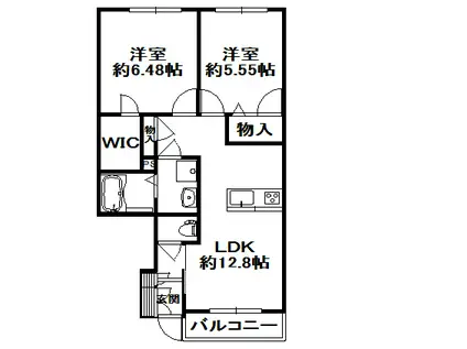 シャーメゾングレース天神(2LDK/1階)の間取り写真