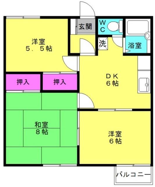 クロスロード(3DK/1階)の間取り写真