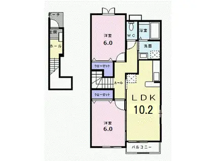 ヴィラ・ポポラーレII(2LDK/2階)の間取り写真