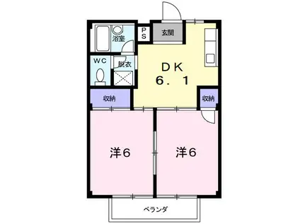 ラフォーレ新正B(2DK/2階)の間取り写真