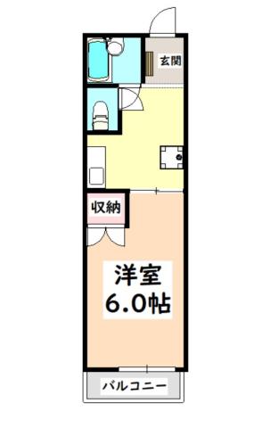 ビラージュIII(1DK/2階)の間取り写真