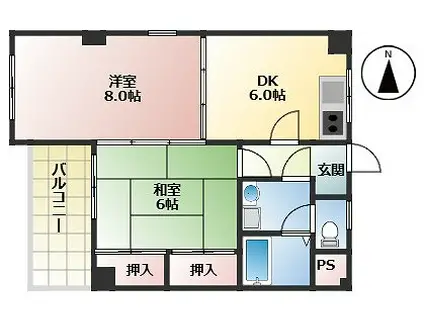 パパ・ド・ポーラスター(2DK/2階)の間取り写真