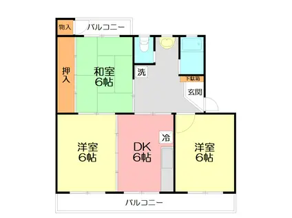 ハイツ広田(3DK/2階)の間取り写真