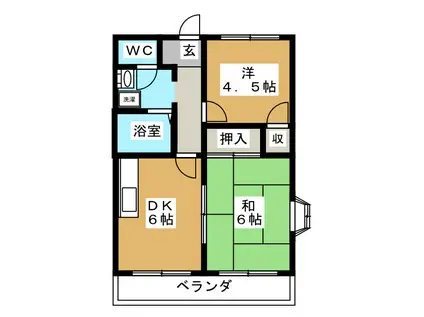 メゾンドール駿河台(2DK/2階)の間取り写真