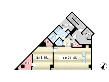 VILLA YUA(1LDK/3階)の間取り写真