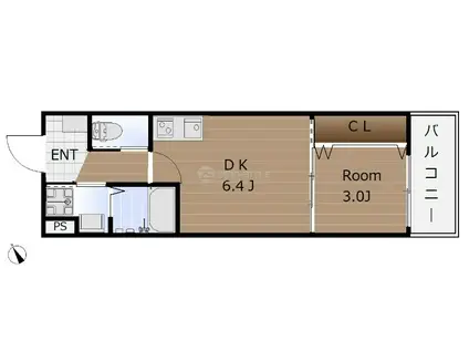 アンビエンス我孫子(1DK/2階)の間取り写真