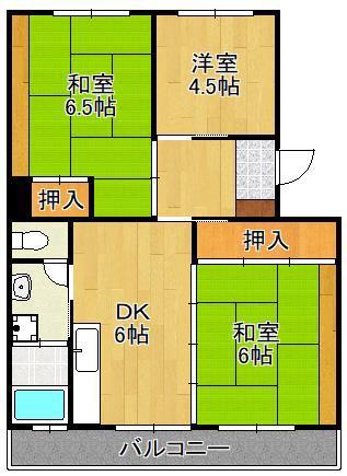 森田第3マンション(3DK/2階)の間取り写真