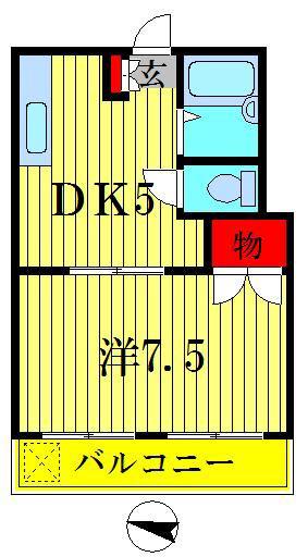 ジュンコーポ(1DK/2階)の間取り写真