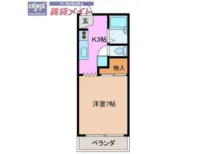 小宮ハイツ(1K/2階)の間取り写真